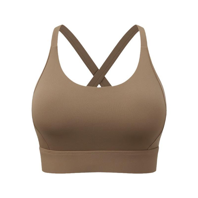 "Quick-Dry Shockproof Cross-Back Sports Bra for Running & Yoga"