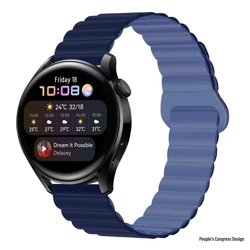 Two-Color Silicone Magnetic Loop 22mm Watch Band for Huawei GT4/GT5 & Samsung Watch4 Pro