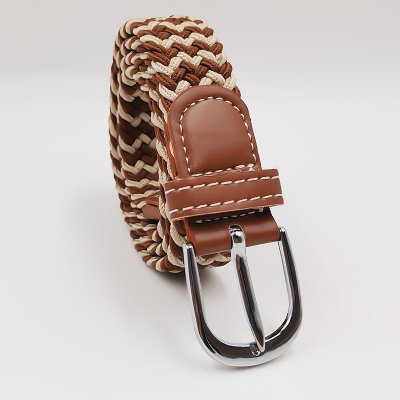 Men and Women Pin Buckle Canvas Belts, Thin Elastic Elastic Belts, Young Students Knitted Canvas Belts