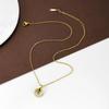 Zircon Pendant Titanium Steel Clavicle Necklace for Women - French Celebrity Style, Trendy Light Luxury with Rhinestone Inlaid Design.