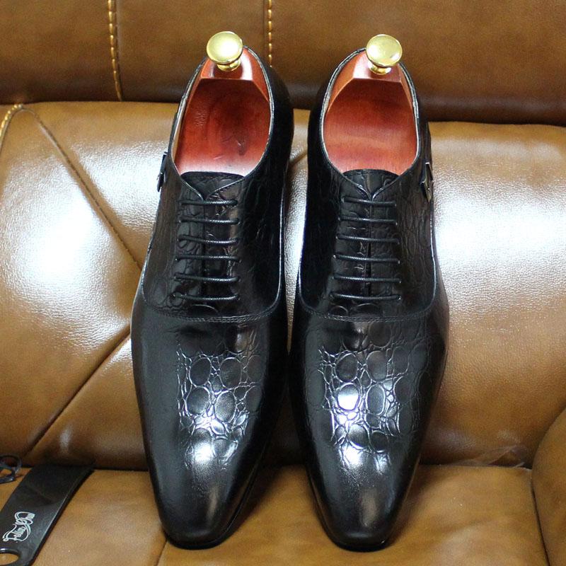 Fashion 2025 Autumn Winter Mens Dress Shoes Genuine Leather Buckle Lace Up Wedding Brogue Formal Oxfords Business Office Shoes for Men