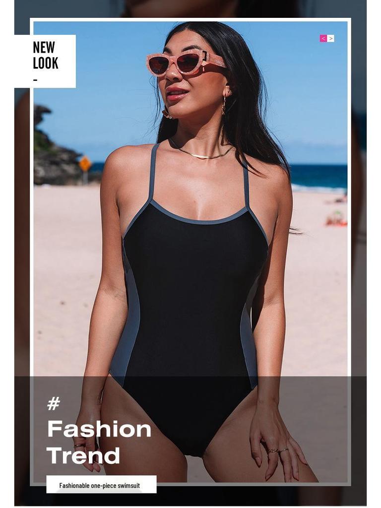 European & American Backless Ruched High-Waist One-Piece Swimsuit for Women - 2023 New Fashion Conservative Style