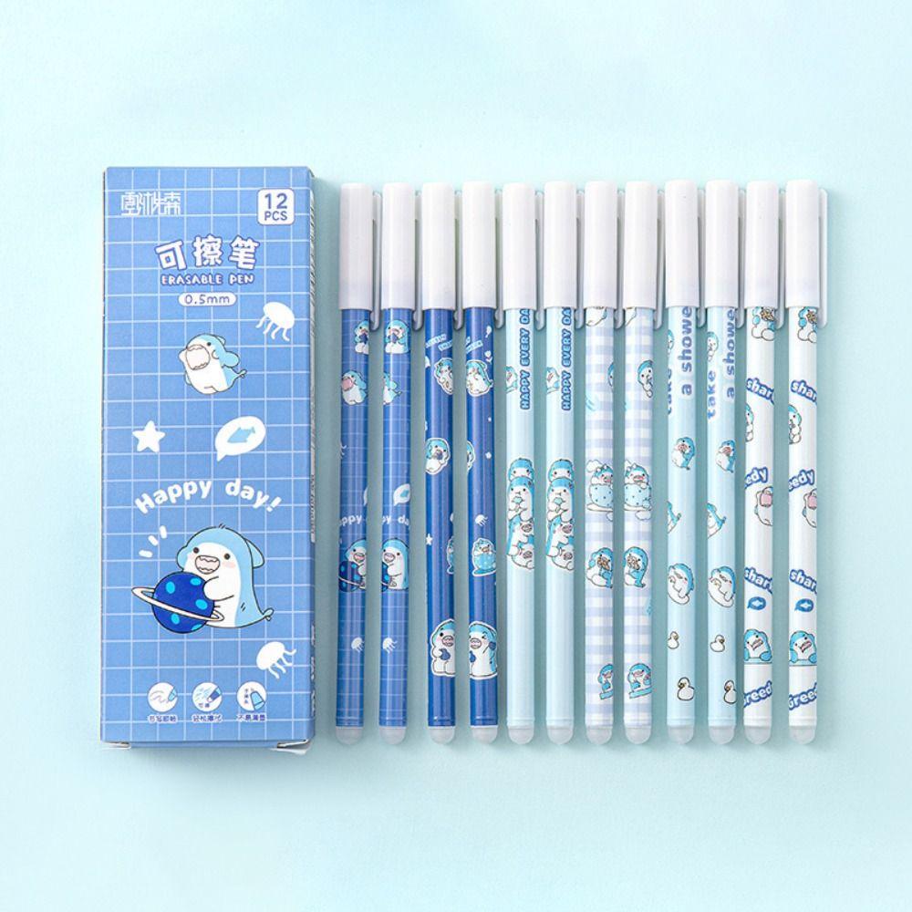 12PCS/Box 0.5mm Blue Ink Neutral Pen Bear Peach Astronaut Gel Pens Writing Tools  Students Gift