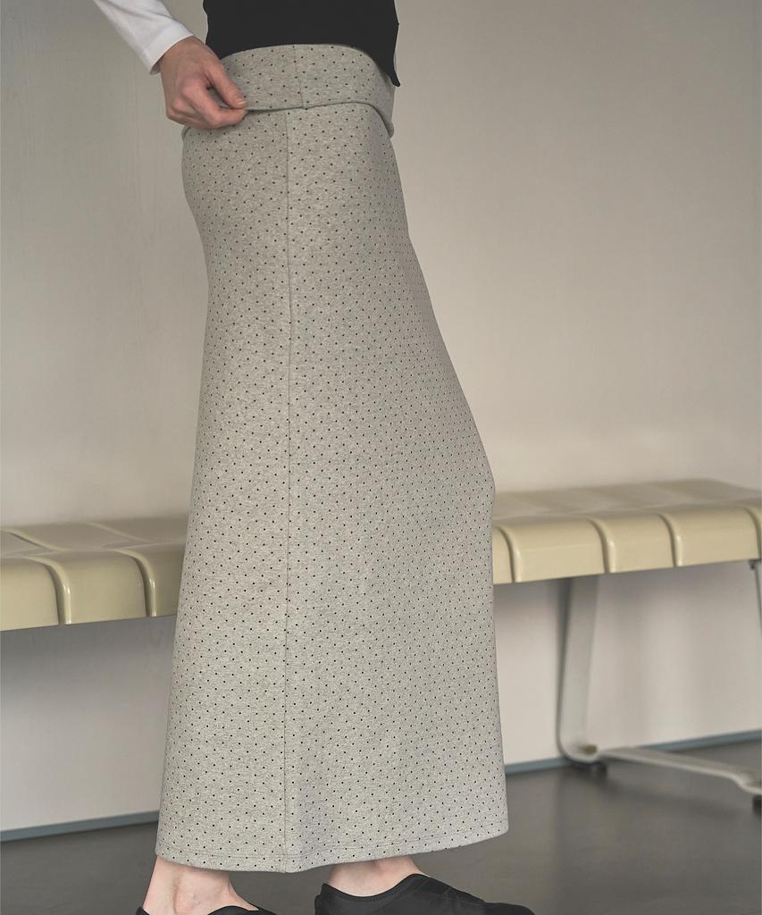 Iteoneolmomeonteu Warm Dot Peach Maxi Skirt_Gray