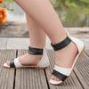 Little Girl's Sandals Rome Style Black White Children Sliders Flat Pu Leather Fashion Hook-loop Kids Summer Shoes 27-36