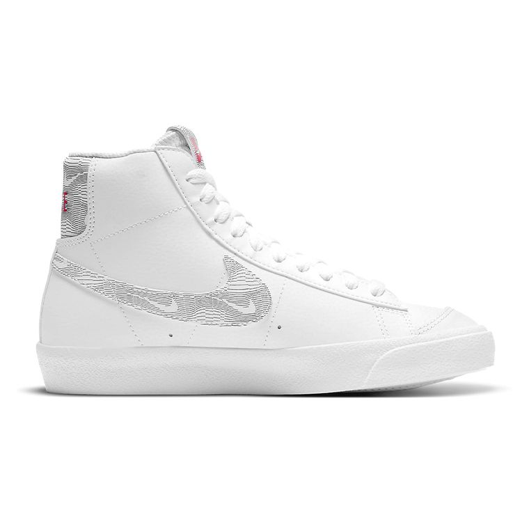 Nike Blazer Mid 77 GS White Logo Print Kids Sneakers University-Red Black DJ4624-100