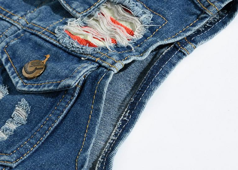 Cool Korean Slim Fit Embroidered Denim Vest for Men - Trendy Casual Style