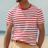Men's Fashion Casual Striped Short Sleeve Tops Men's Round Neck T-Shirt