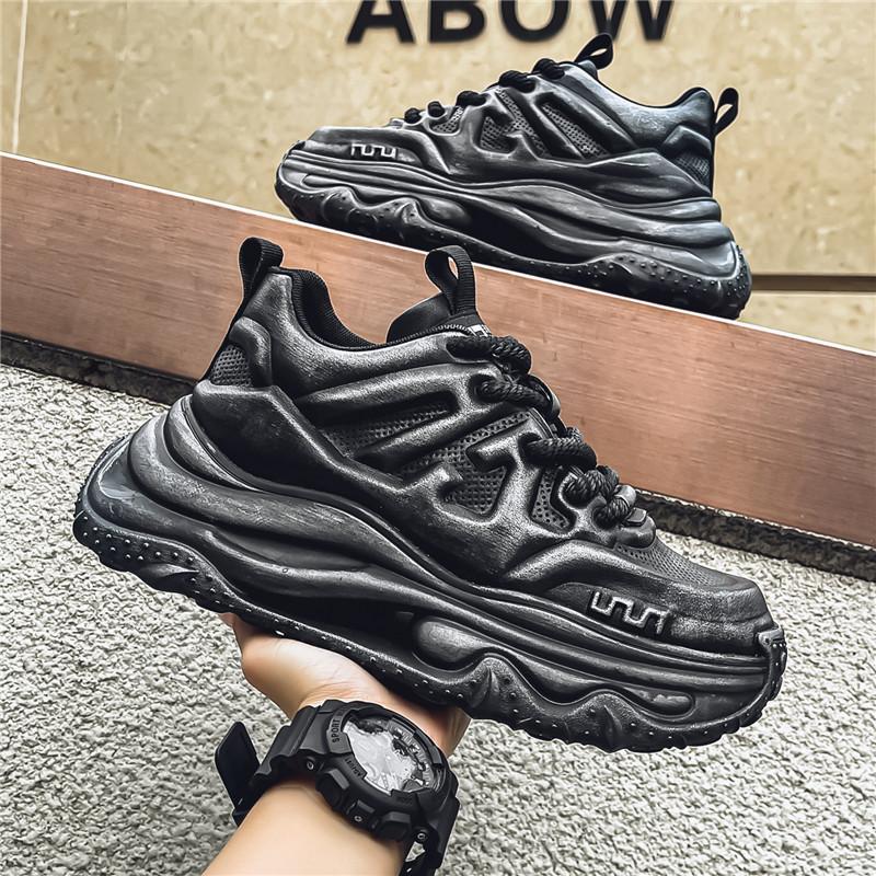 

Chunky Sneakers Men Designer Hollow Sole Sport Shoes Fashion Casual Fabric Breathable Height Increased Flat Platform Board Shoes 39