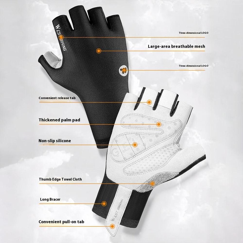 WEST BIKING YP0211265 Shock Absorbing Cycling Gloves Breathable Half Finger Anti Slip Mittens for Road Mountain Bike