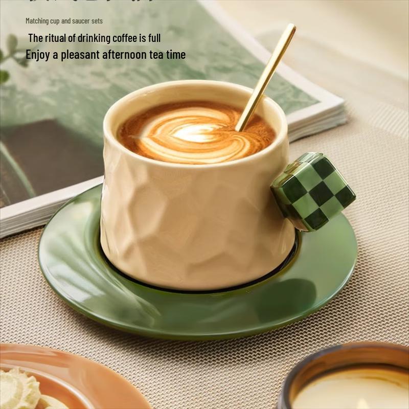 European Style Ceramic Coffee Cup and Saucer Set