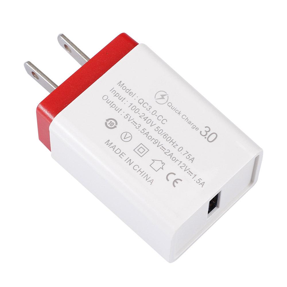 Fast Charging 3A QC 3.0 Mobile Phone Charger, Single Port USB, EU Standard for Travel.