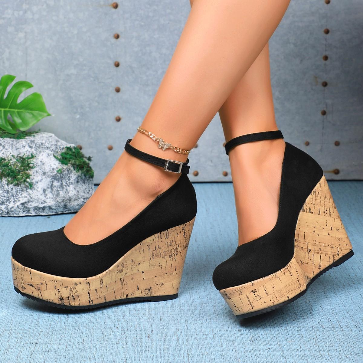 

Круглая водонепроницаемая пряжка с одним словом, с застежкой «Мэри Джейн», с одинарными туфлями, весенние и осенние одинарные туфли, женская обувь на платформе 35 чёрный