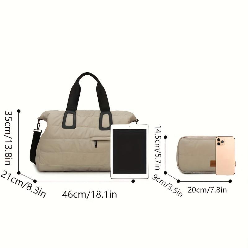 2pcs Large Capacity Padded Women's Tote Bag Set for Travel Fashionable Winter Quilted Handbags Designer Shoulder Bags for Women