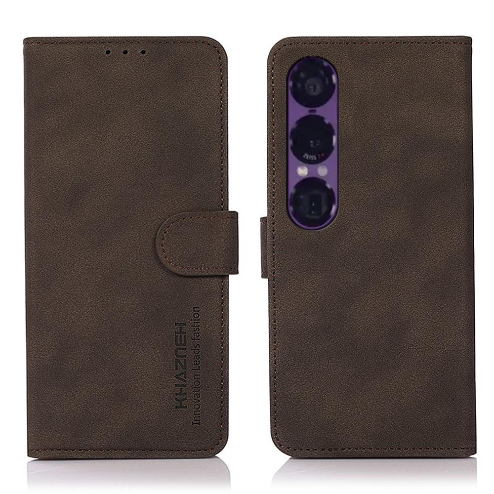 

KHAZNEH For Sony Xperia 1 VII Case PU Leather Wallet Stand Phone Cover Brown
