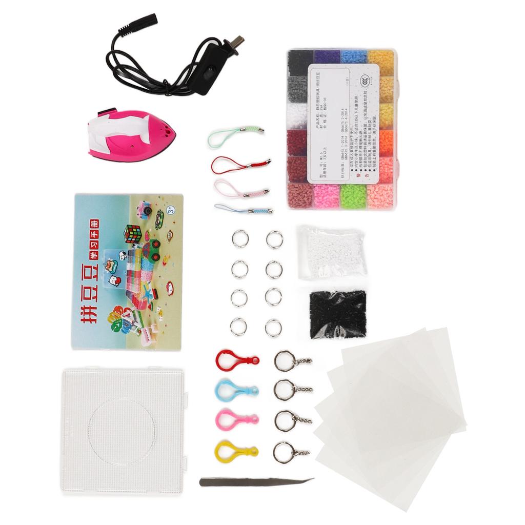 Keychain Making Beads 24 Vivid Colors Colorfast Strong EVA Widely Used Craft Beads with Keyrings Keychain Iron
