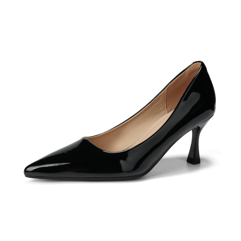 Schafsleder-Version~ nude High Heels Damen Pendeln 7 cm einzelne Schuhe spitze Zehenpartie leichter Ausschnitt Stiletto Leder weich besohlt Arbeitsschuhe