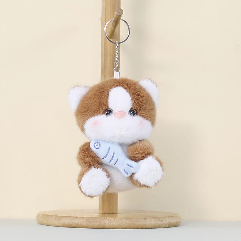 Soft Plush Cat Charm With Short Plush Fabric For Kids Bag Accessory And Collectible