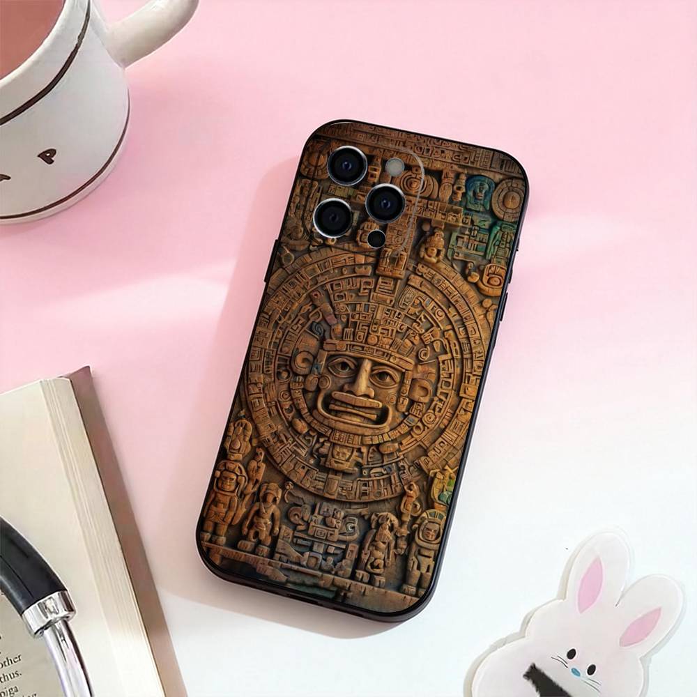Mayan Aztec Calendar Statue  Phone Case Silicone Soft For IPhone 17,16,15,14,13,12,11,XS,Plus Pro Max