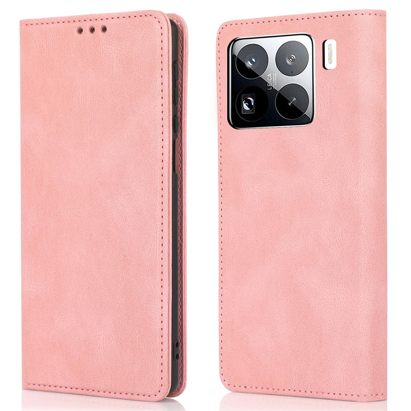 

For Xiaomi 15 Pro Case Wallet Magnetic Closing Leather Flip Phone Cover Rose Gold