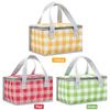 Insulated Picnic Bag Dual Zippers Plaid Lunch Tote Bag Large Capacity Soft Cooler Bag Multifunction for Outdoor Beach BBQ
