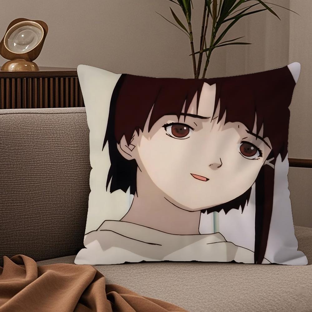 Serial Experiments Lain Anime Movie Pillow Case Silky Elegant Comfort Sofa Bed Invisible Zipper