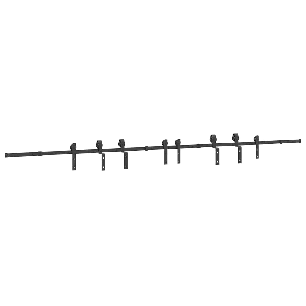 Sliding Door Hardware Set 400 cm Steel Black