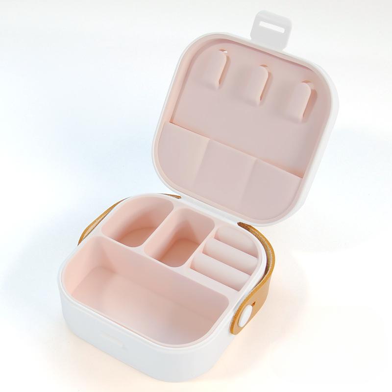 Tragbare Schmuckschatulle Ring Schmuck Halskette Lippenstiftfach multifunktionale PP-Kunststoff Aufbewahrungsbox zum Mitnehmen