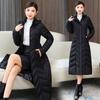 2025 long down cotton jacket women's winter long over the knee waist slimming women's cotton jacket padded jacket