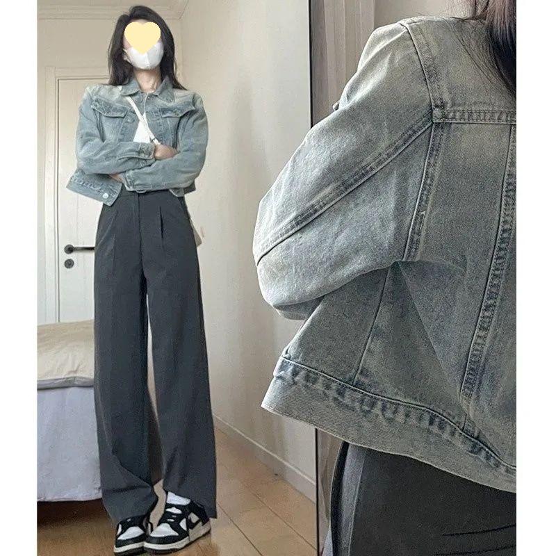 

Retro American-Style Spandex Denim Jacket: Niche Design for Spring & Autumn 2025 XL recommended for 120-135 lbs