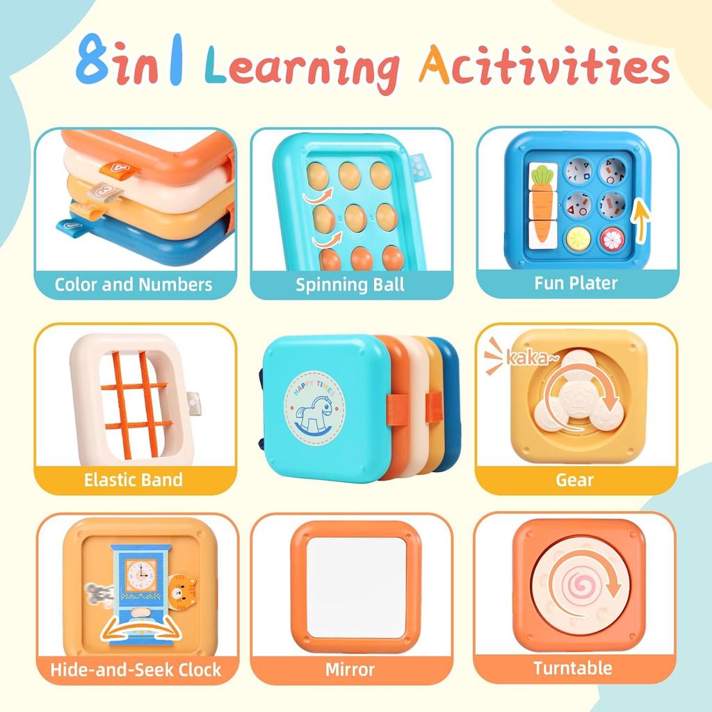 Montessori Sensory Toys for Toddlers Busy Board Baby Folding Activity Cube Fine Motor Skill Christmas Stocking Stuffers for Kids