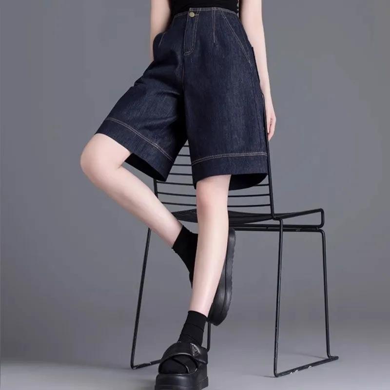 Ladies Short Jeans Spring Autumn Loose Women's Denim Straight Pant Be All-match Leisure Lady Cowboy Trousers