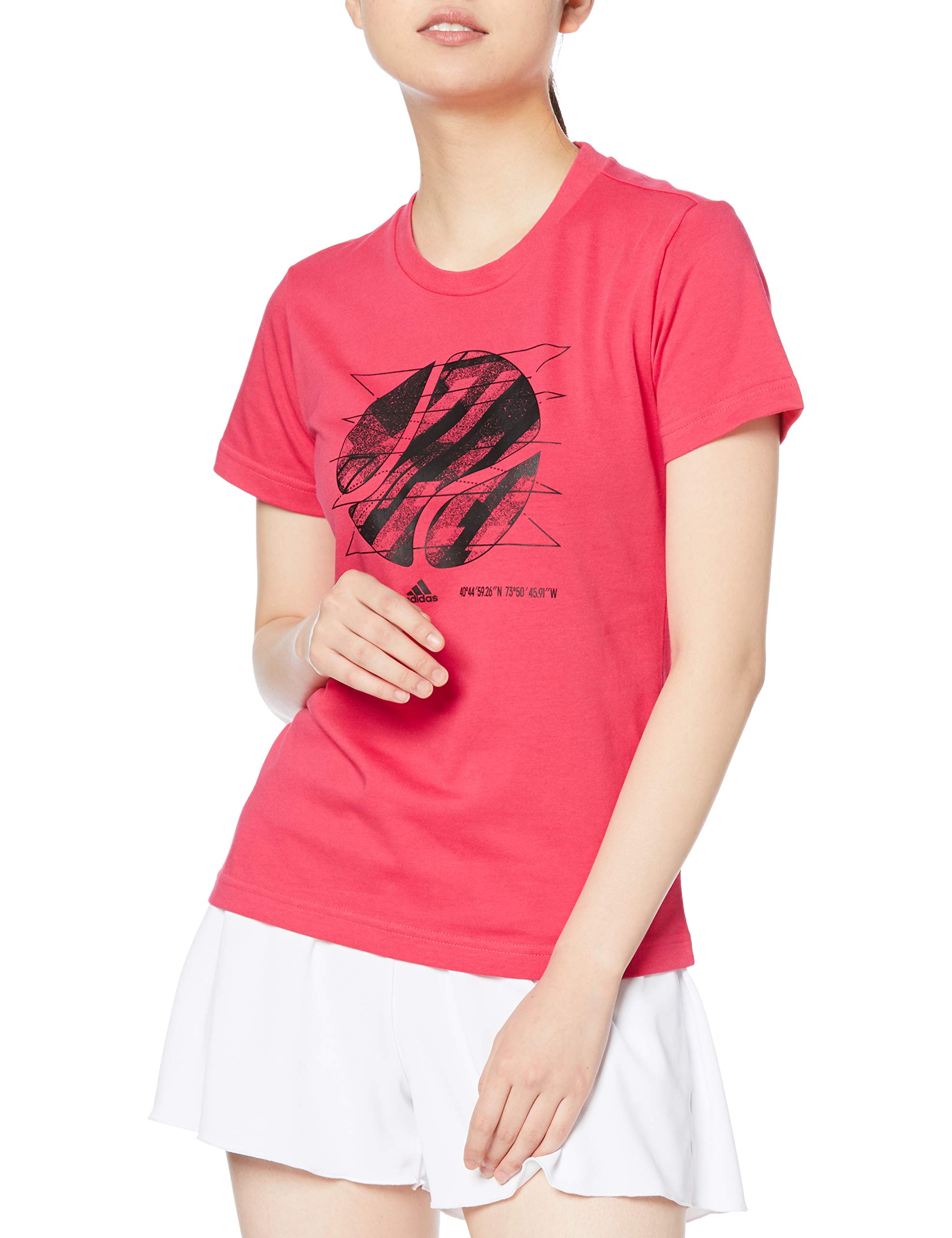 

Теннисная футболка с коротким рукавом, графический принт, короткий рукав, ярко-розовая, Япония XS до японского размера [Adidas] Футболка, Женская футболка, 14641, (GK3405), (эквивалент XS)