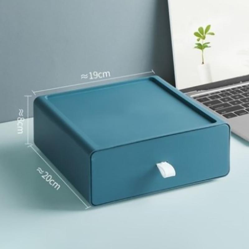 Desktop Stackable Organizer Drawer Office Accessories Colorful Storage Box Makeup Plastic Storage Container Bathroom Storage 1Pc