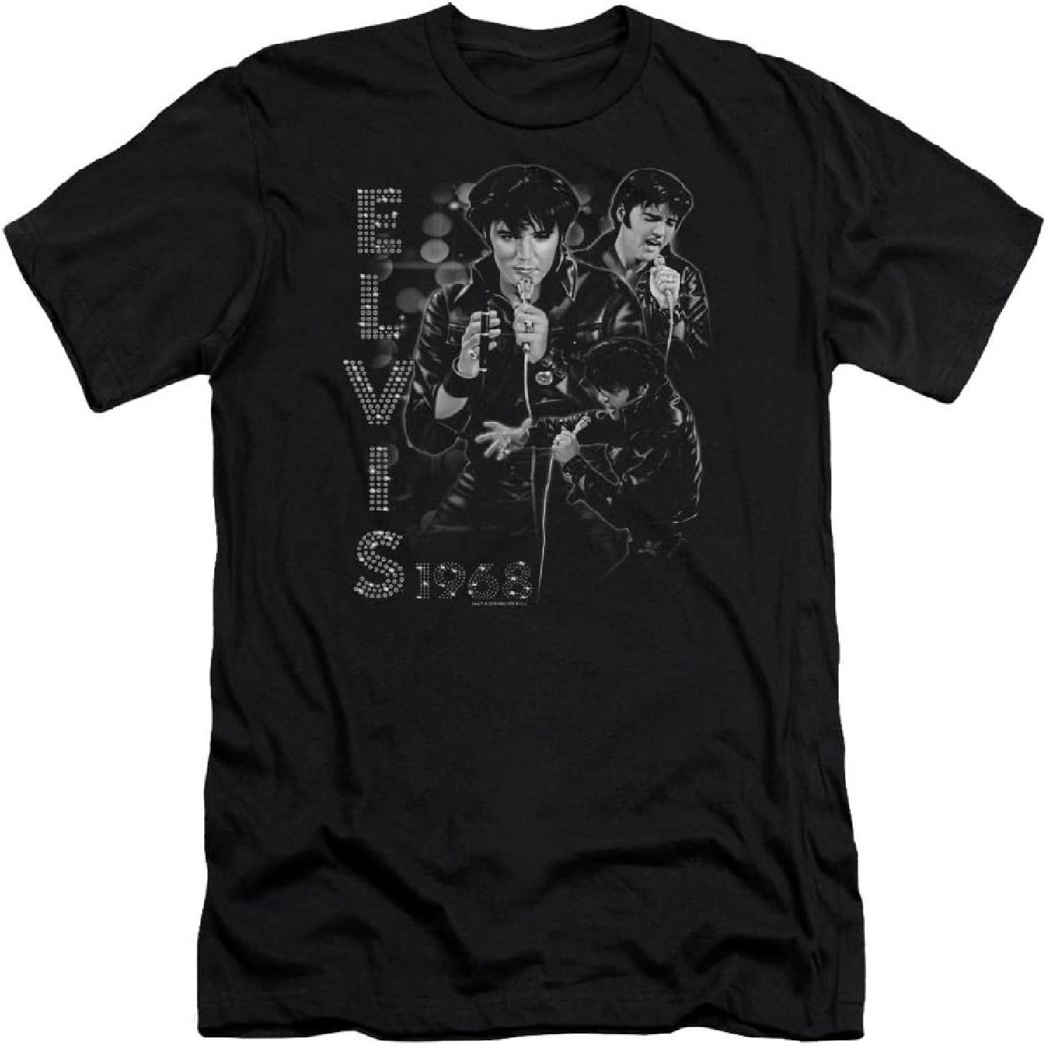 Elvis Presley - Mens Leathered Premium Slim Fit T-Shirt XXXXXL чёрный