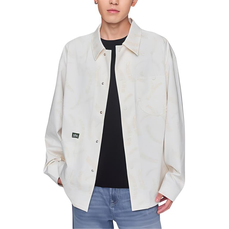 Letter Print Solid Color Lapel Single-Breasted Drop Shoulder Long Sleeve Jacket Men Jackets Off-White LMT007807204596A