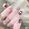 Burgundy Cat Eye Plaid Nail Stickers – Autumn/Winter High-End Whitening Wearable Tips.