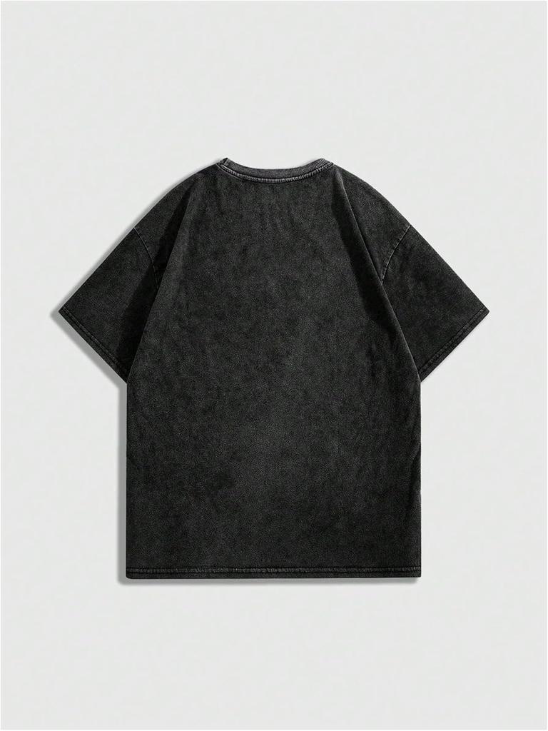 Herren Grafisches Übergroßes Kurzarm T-Shirt Y2K Vintage Cool Säurewaschung Streetwear T-Shirts