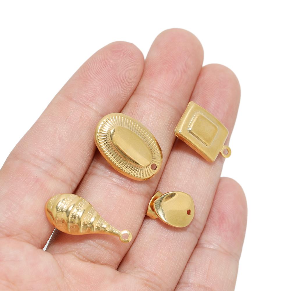 10pcs Gold Color Stainless Steel Classical Stud Posts for DIY Earrings Pendants Jewelry Making Dangle Charms Craft Components