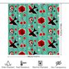 Vintage Skull Tapestry Shower Curtain Gothic Halloween Decor Black Red Skull Pattern Washable Bathroom Curtains Spooky Home Deco