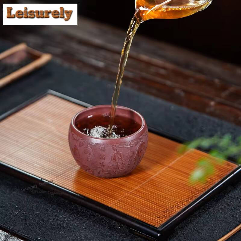 111ml Yixing Purple Sand Teacup Retro Tea Bowl Sample Tea Cup Tea-tasting Smelling Cup Chazhan Master Cups Teaset Accessories
