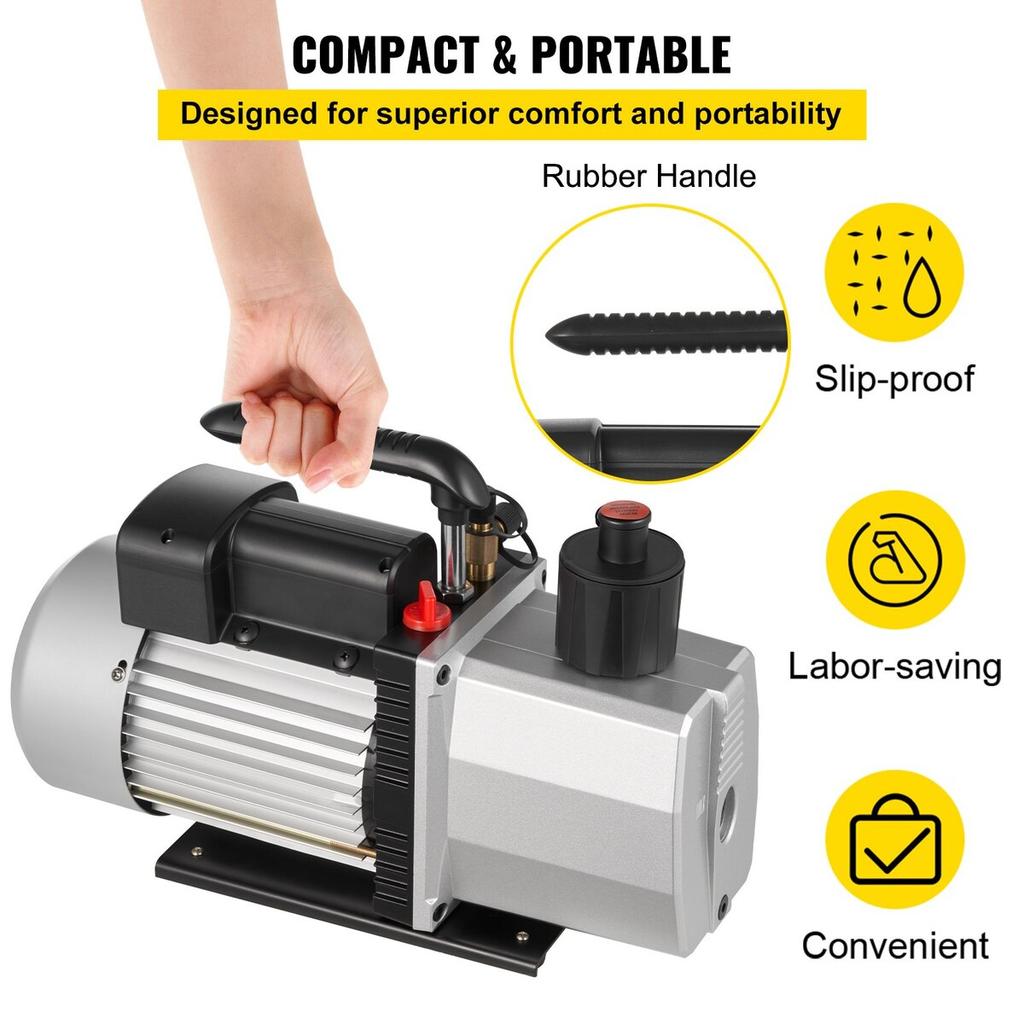 8CFM Two-Stage Rotary Vane Professional Vacuum Pump 15Micron 3/4HP