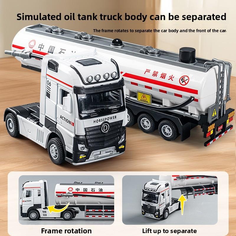 Engineering Vehicle Model Long Alloy Fuel Tanker With Lights Sound For Kids Playroom