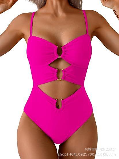 New swimsuit women's one-piece explosion sexy solid color bikini women's swimsuit