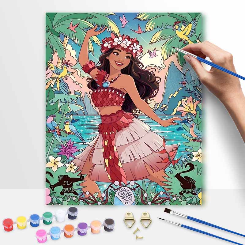 Disney Moana Tropical Island Princess Paint By Numbers Hand Painting Kit. Home Decor Gift 20x30cm
