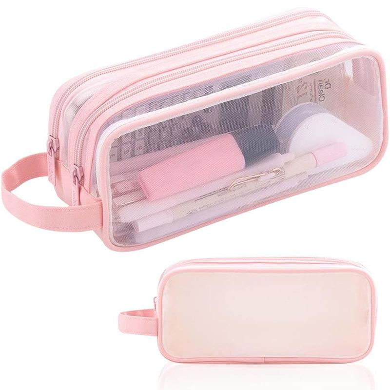 Transparentní síťovaný držák na tužku Stacionární úložný organizér Tašky na make-up pera
