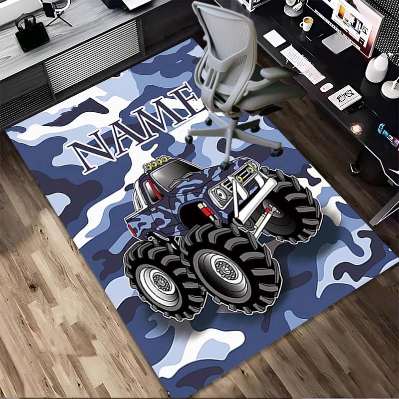 Personalized Name Monster Jam Night Living Room Non-Slip Area Rug Soft Carpet for Bedroom Kids Playroom Sofa Office Home Decor Doormat