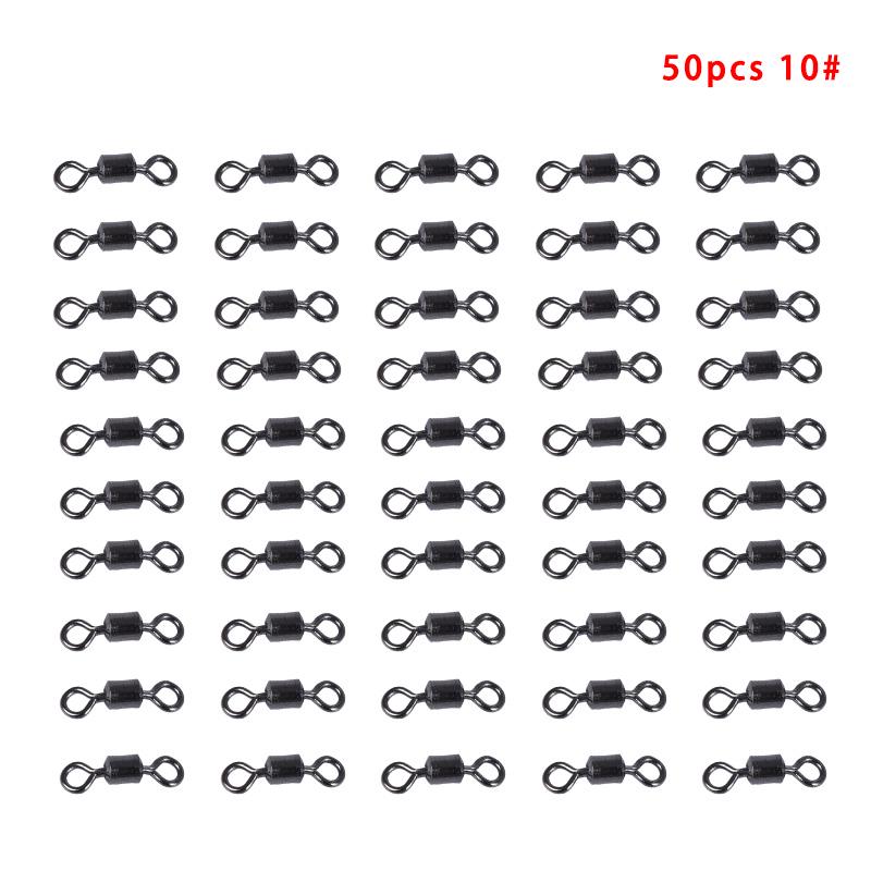 50pcs//100pcs Fishing Connector Ball Bearing Swivel Solid Ring Barrel Roll Swivel
