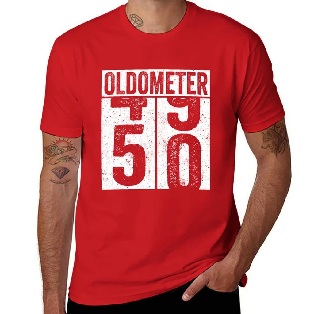 50 Years Old Oldometer T-Shirt Graphics Customs Custom T Shirt Oversized Mens Graphic T-shirts Hip Hop