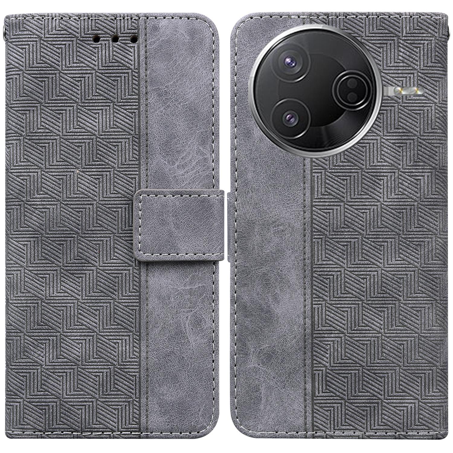 

Для Xiaomi Poco F7 Pro 5G/F7 Pro 5G/Redmi K80 Pro 5G/K80 5G Чохол Геометричний візерунок Шкіряний гаманець Чохол для телефону з ремінцем на зап ястя Grey